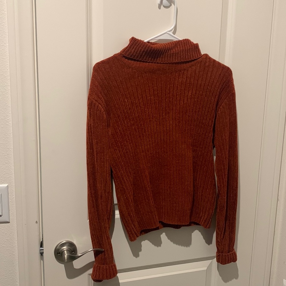 burnt orange velvet sweater